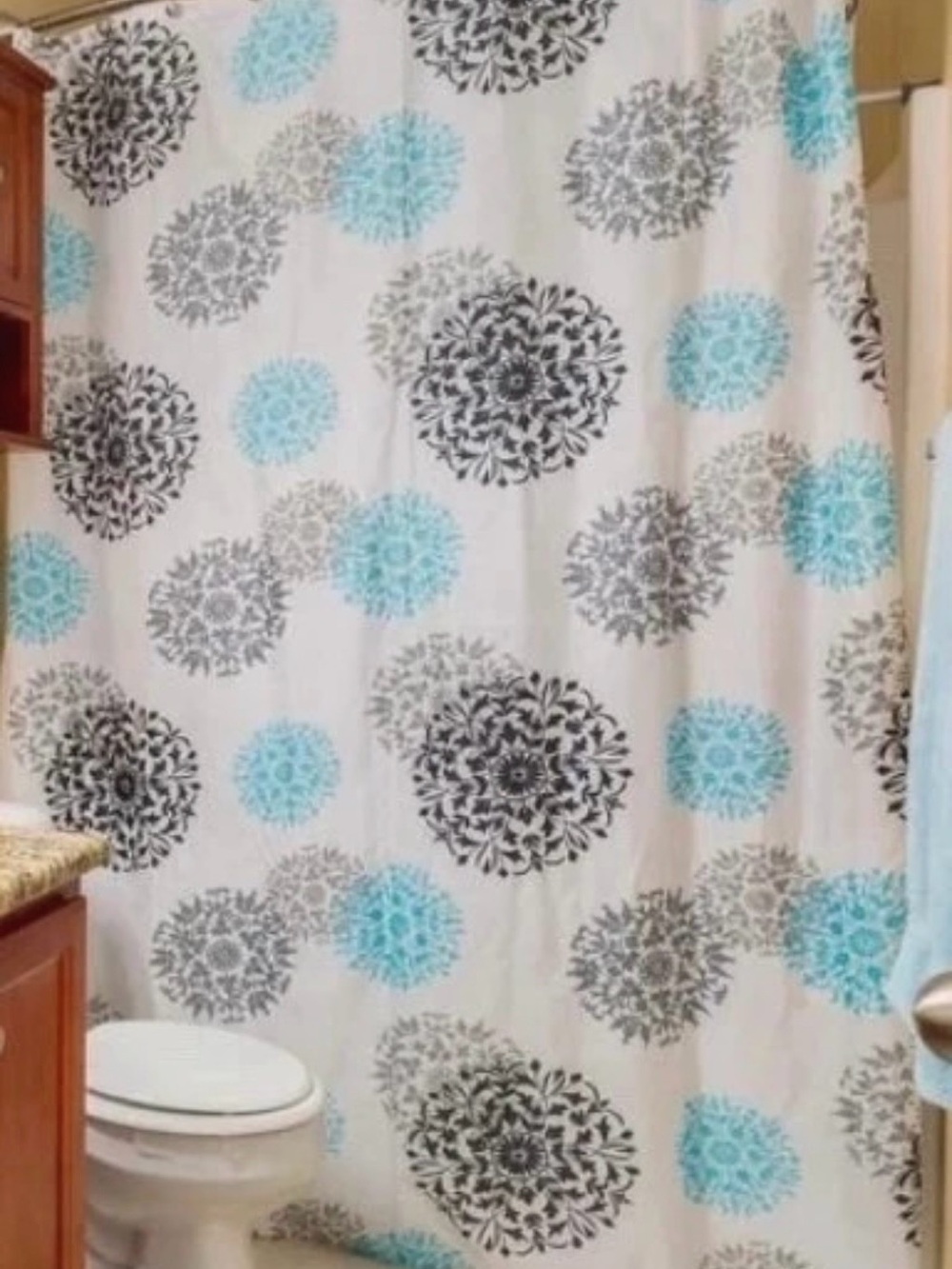 Blue and Gray Floral Shower Curtain - Home Bath